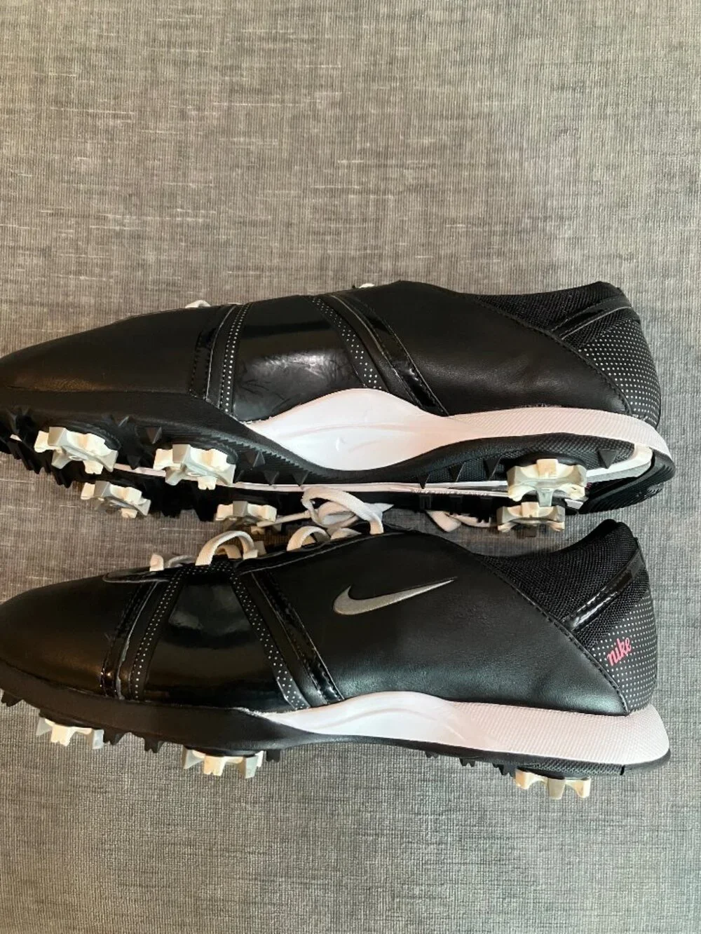 Vintage Nike Air Tac Power Channel Golf Shoes Black White Leather Womens Size 7